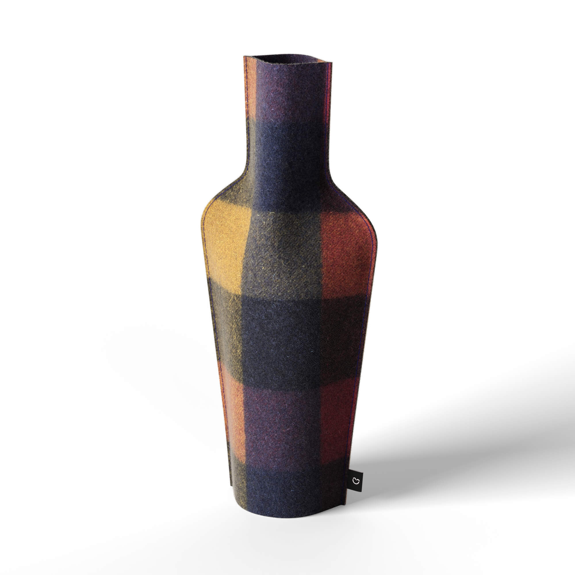 Re-Vase - Vase made of fabric for 75cl bottles, 100% wool, color Quadrants